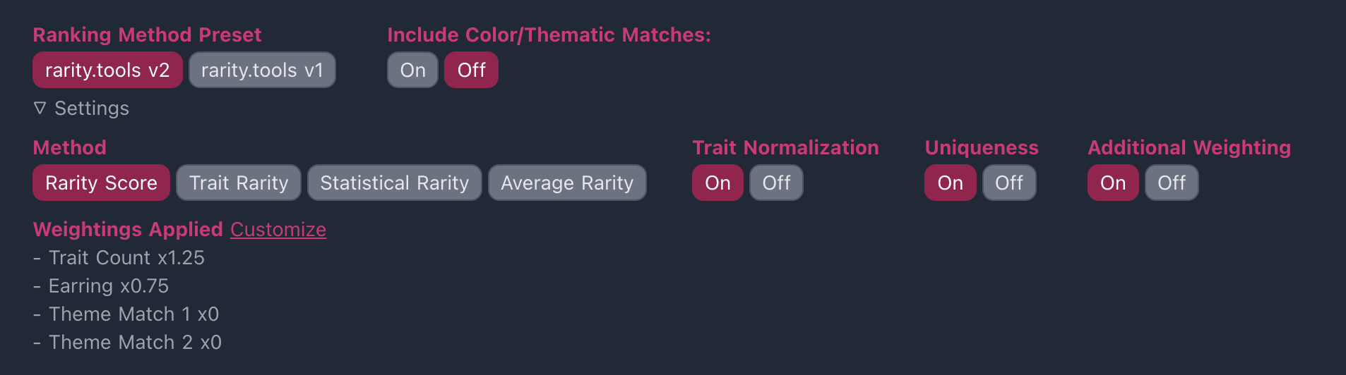 Rarity.tools ranking